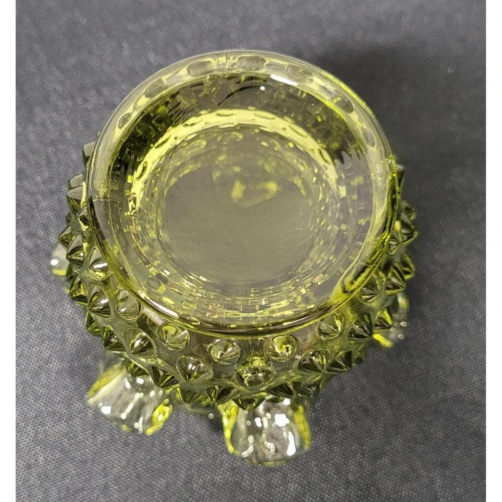 Fenton Art Glass Hobnail Rose Bowl Vase Colonial Green Vintage 1960s